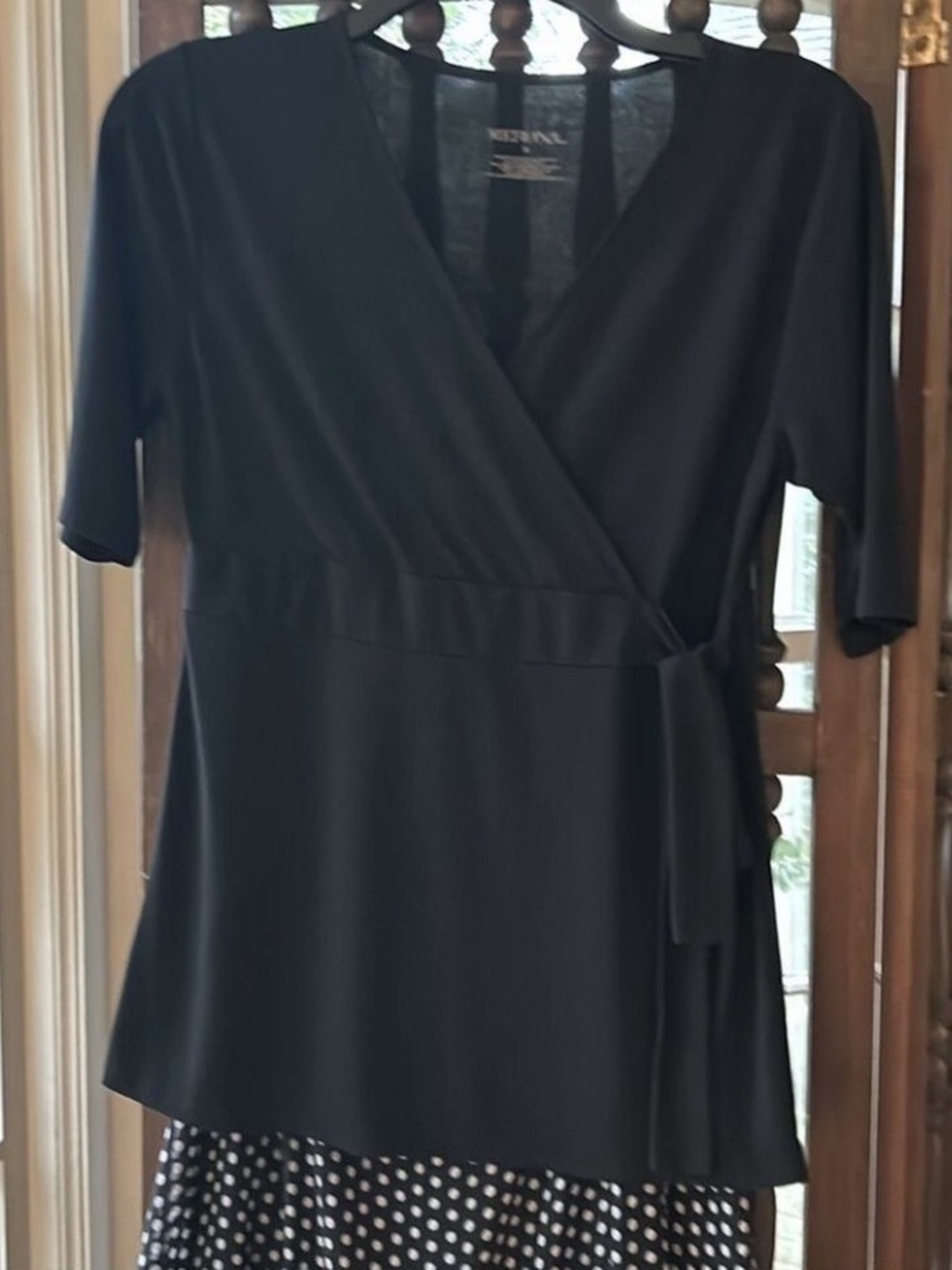 Empire Blouse V Neck Wrap Style Side Tie Size Small Y2K